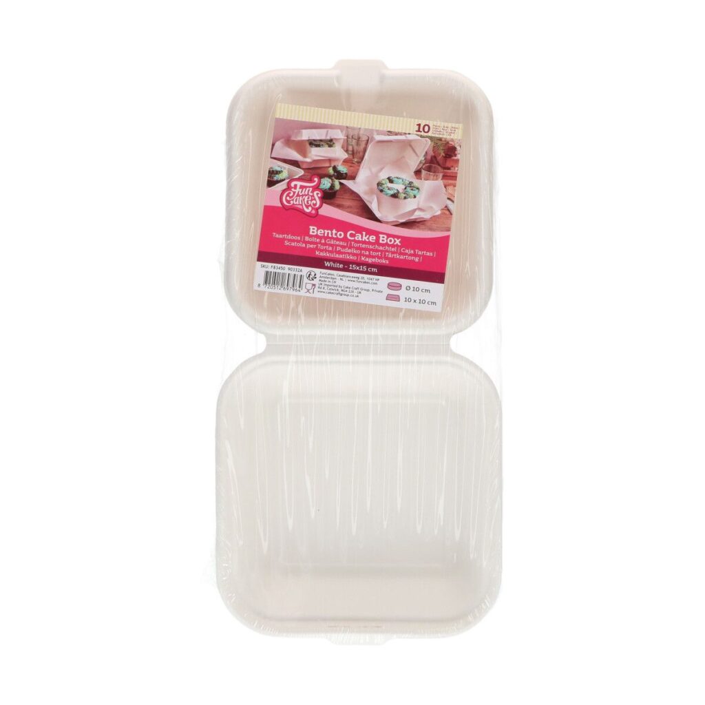 FunCakes bento tortadoboz fehér 15 × 15 cm, 10 db-os csomag